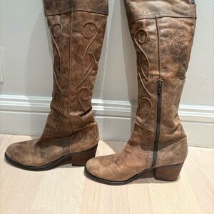 Carlos Santana Distressed Brown Over the Knee Boots